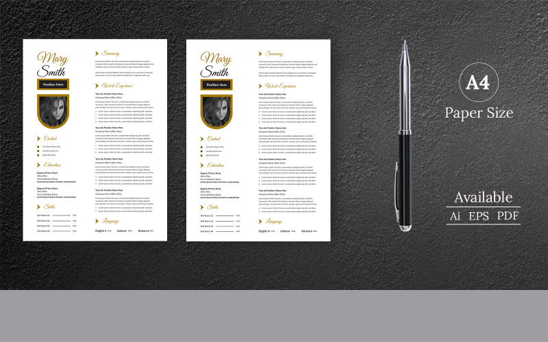 Black & White Color Resume Template