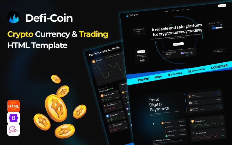 DefiCoin - Crypto Currency Trading HTML5 Template Website Template