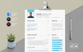 Four pages Resume Template with Cover Letter