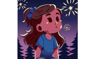 Guy Fawkes Night with Girl Character Illustration