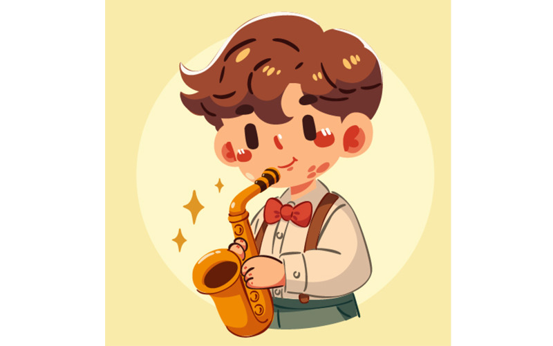 Hand Drawn Saxophone Cartoon Illustration