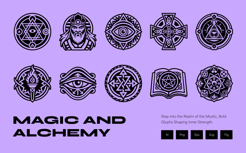 Magic symbols, alchemy symbols, Icon Set
