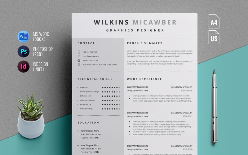 Professional Clean Resume-CV Template Resume Template