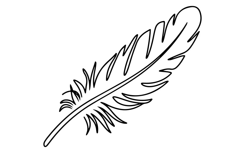 A black and white coloring book line art of a feather Illustration