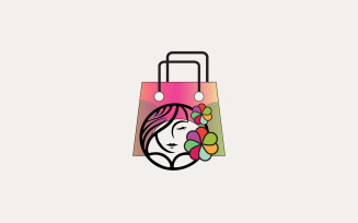 Beauty Face Logo Design With Shopping Bag