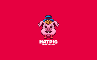 Hatpig Mascot Cartoon Logo