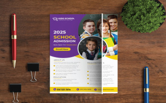 School Admission Flyer Design Template Vector