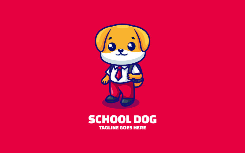 School Dog Mascot Cartoon Logo Logo Template
