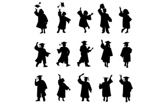 A vector illustration graduation silhouettes