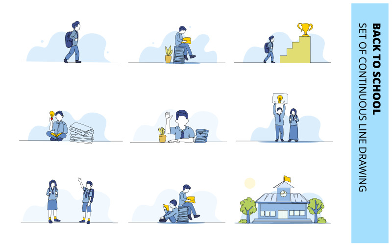 Back to school doodle flat illustration template collection. Illustration