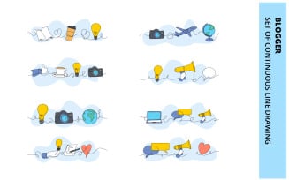 Blogger creative doodle flat illustration template collection.