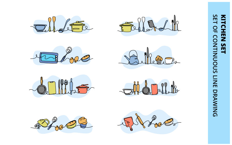 Kitchen set creative flat illustration template collection. Illustration