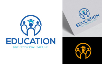Online Education Logo Design With Cap Icon