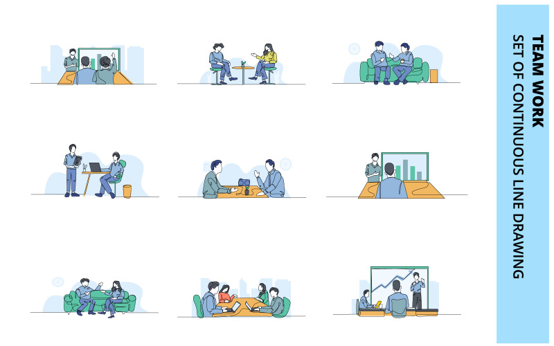 Team Work flat illustration template collection. Illustration