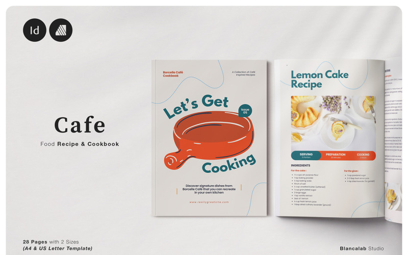CAFE Food Recipe and Cookbook Magazine Template