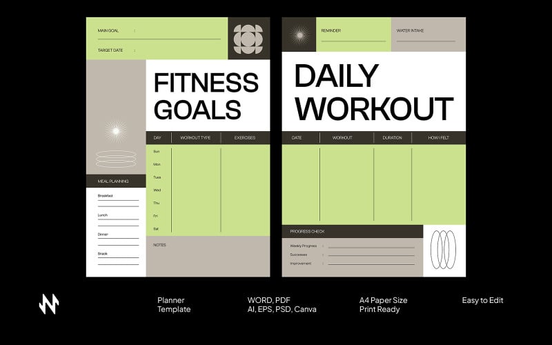 Fitness Workout Daily Weekly Planner
