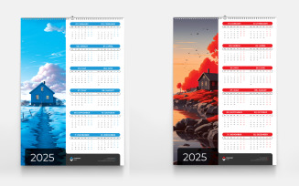 One Page Corporate Calendar Design For Office Desk Or Wall Vector Template