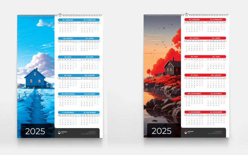 One Page Corporate Calendar Design For Office Desk Or Wall Vector Template Planner