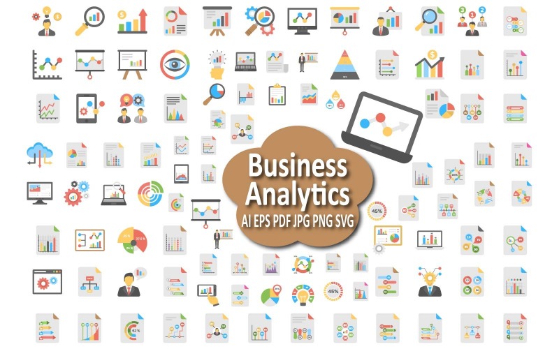 Detailed Business Analytics Icon Set for Data and Strategy Projects