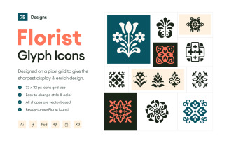 Florists icons in black and white