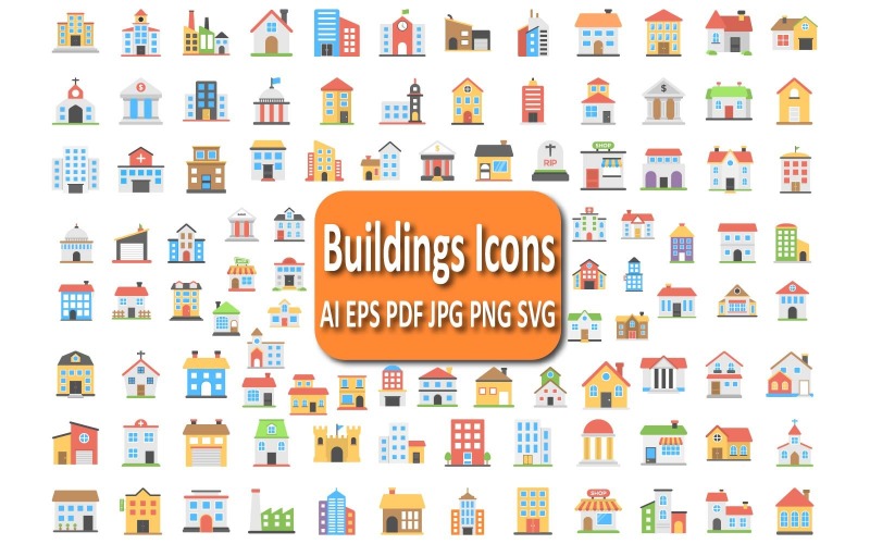 Versatile Buildings Icon Pack for Urban and Architectural Projects Icon Set