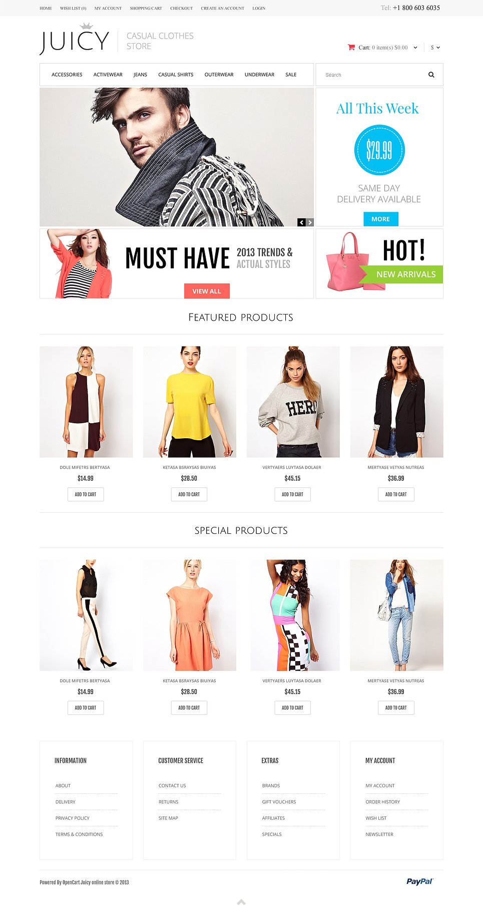 Casual Clothes Store OpenCart Template #46559