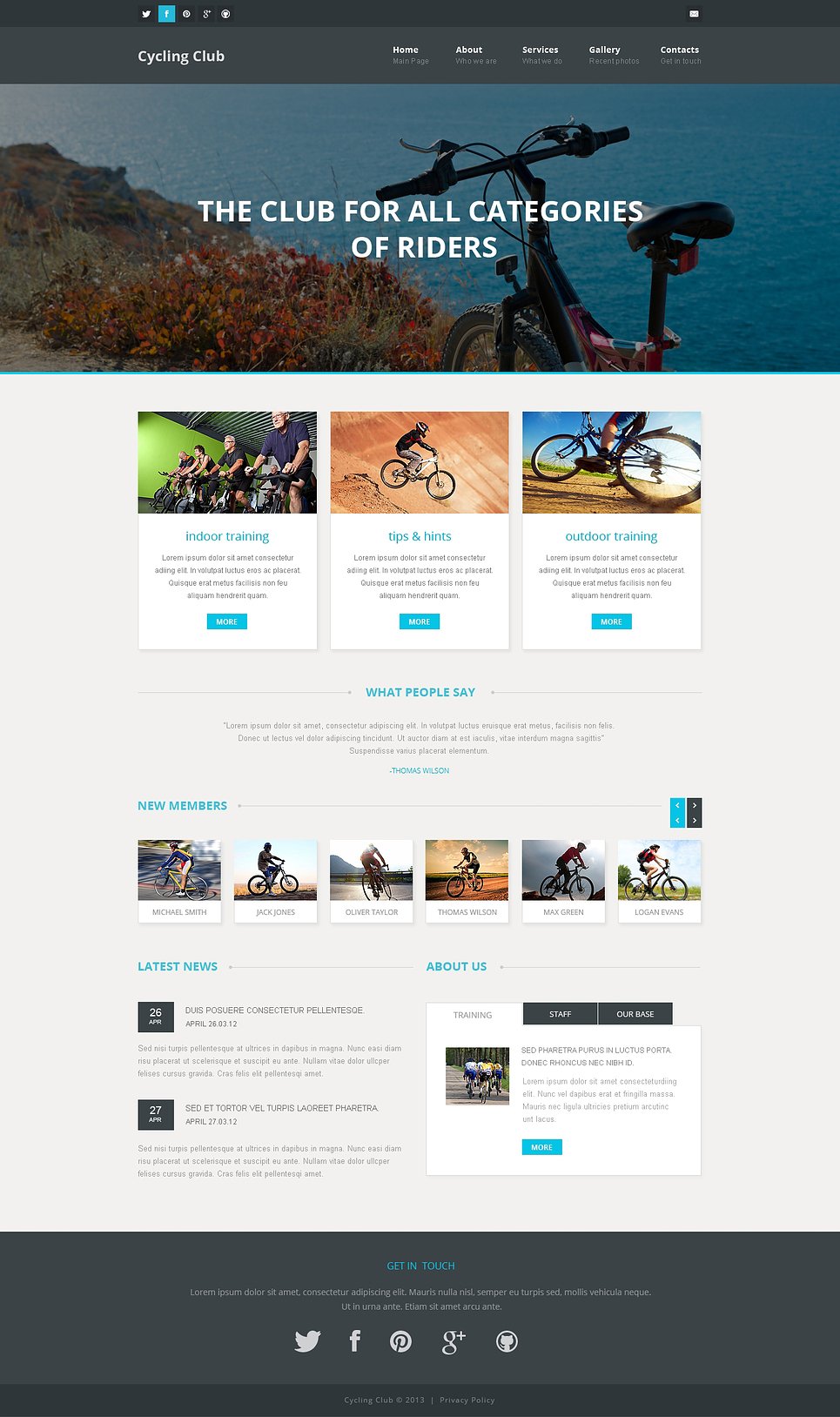 Cycling Responsive Website Template New Screenshots BIG