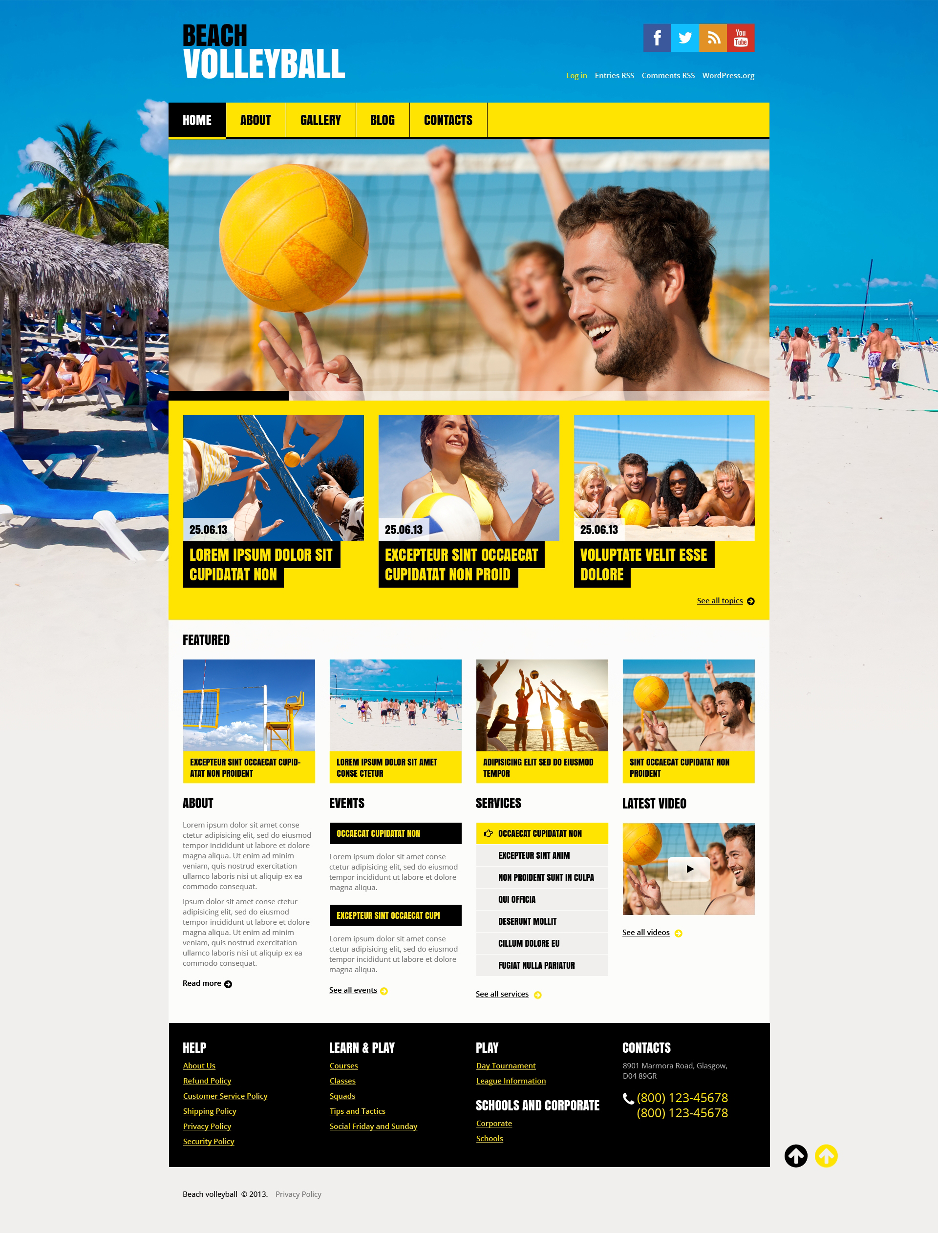 Modello WordPress Responsive #46547 "Flat Volleyball"