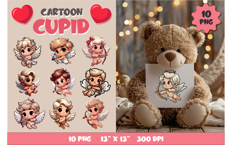Bundle Cartoon Cupid. Clipart, PNG. Illustration