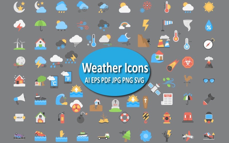 Comprehensive Disaster & Weather Conditions Icon Set for All Projects