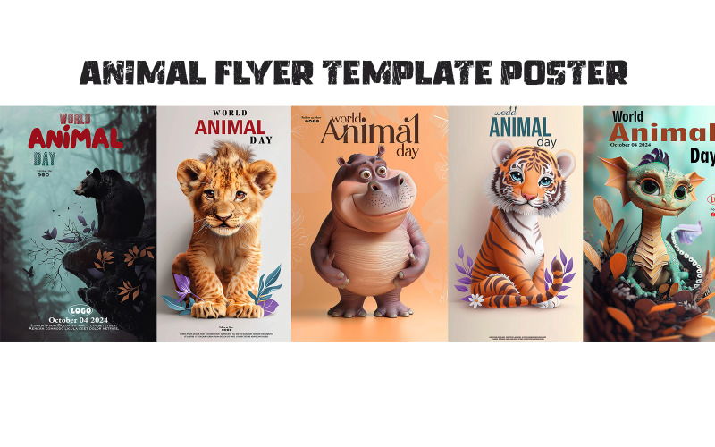 Happy Animal Day Template Illustration