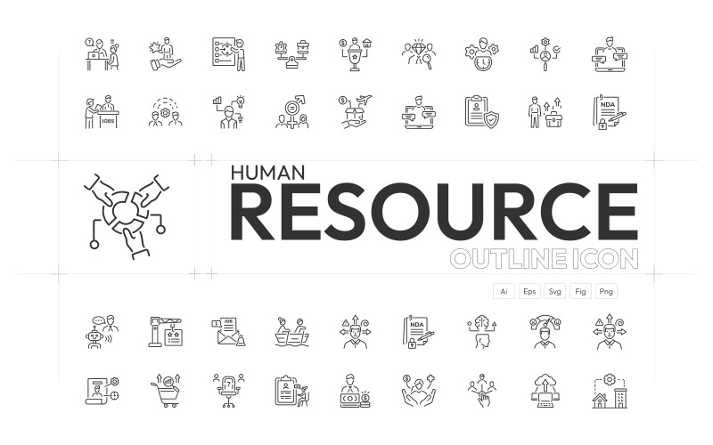Human Resource Line Icons Icon Set