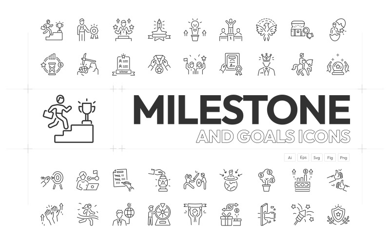 Milestone and Goals Icon Set