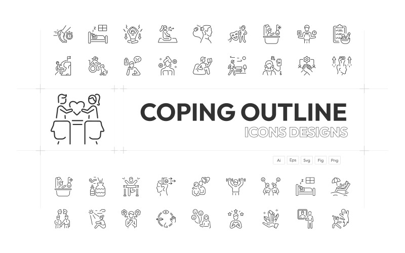 Modern Coping Line Icon Set