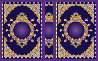 Quran book cover design with border and purpal background