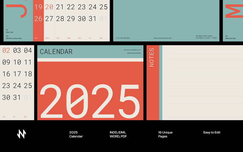 Simple 2025 Desk Calendar Corporate Identity