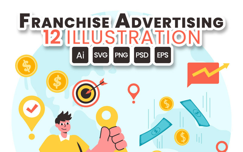 12 Franchise Advertising Business Design Illustration