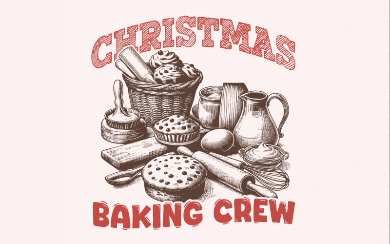 Christmas Cookie Baking Crew Png, Holiday Baking Crew Sublimation, Retro Christmas png, Gingerbread Illustration