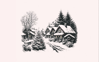 Country Town Christmas PNG, Retro Christmas Png, Vintage Christmas Design, Christmas Truck Png,