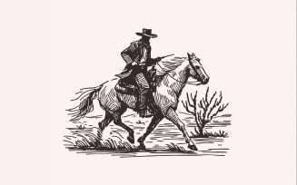 Cowboy in Desert PNG, Western Sublimation Design, Cowboy Png, Retro Western Png, Cowboy Hat Png,