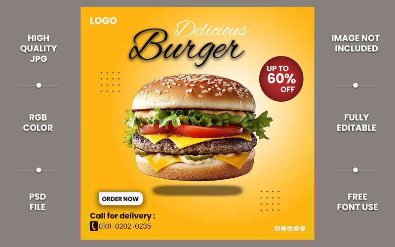 Delicious Burger Social Media Post Template