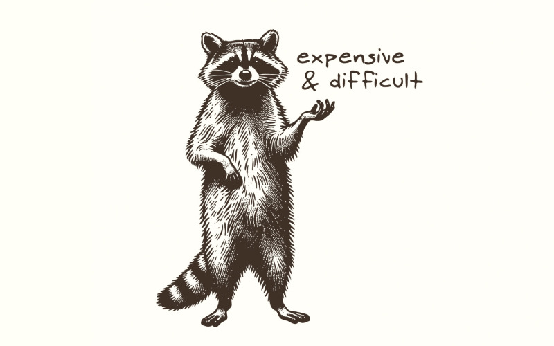 Expensive Difficult Sarcastic PNG, Funny Racoon png, Trash Panda Design, Sarcastic Funny Saying, Illustration
