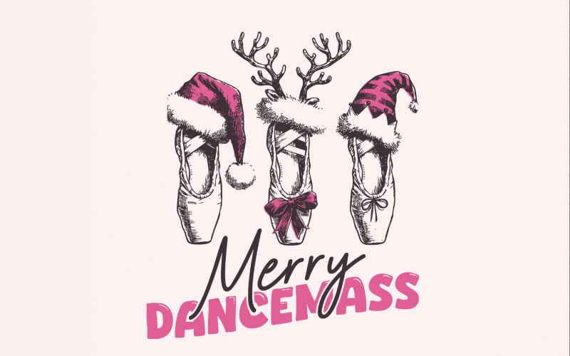 Merry Dancemas PNG, Christmas Ballet, Festive Ballet PNG, Christmas Dancer PNG, Dance Christmas Illustration