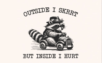 Outside I Skrrt But Inside I Hurt png PNG, Funny Raccoon Shirt Design, Trash Panda T-Shirt, Cute