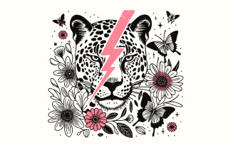 Pink Bolt Leopard PNG, Retro Sublimation, Digital Download, Leopard Print png, Watercolor Clipart,