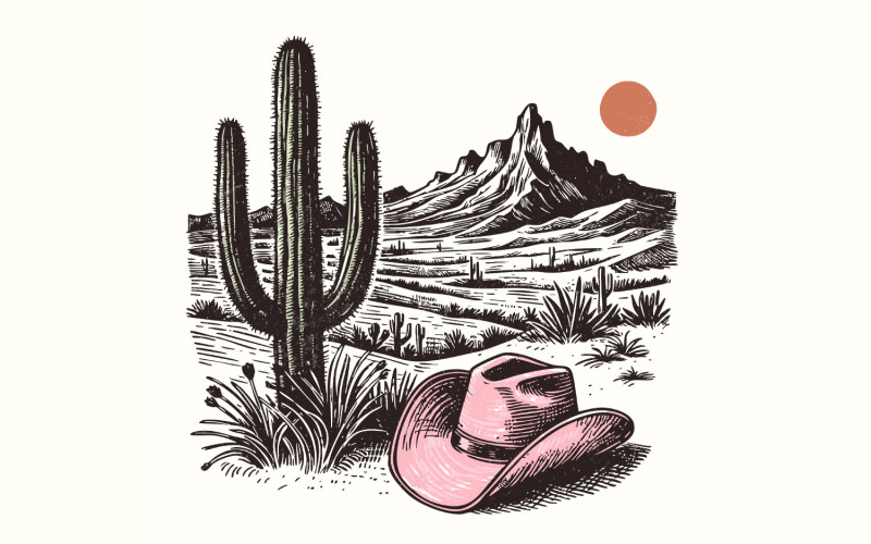 Pink Hat PNG, Western PNG Designs, Sublimation Digital Download, Cowgirl Trendy Western Designs, Illustration