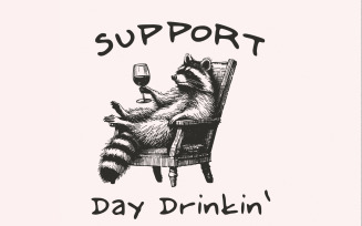 Raccoon with Wine, Day Drinking Art PNG, Retro PNG, Funny Vintage Sublimation Design, Summer