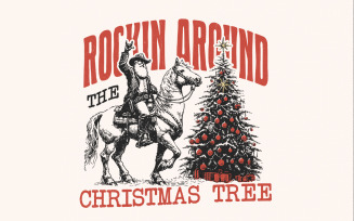 Rockin Around the Christmas Tree PNG, Instant Download, Sublimation Design, Retro Christmas PNG,