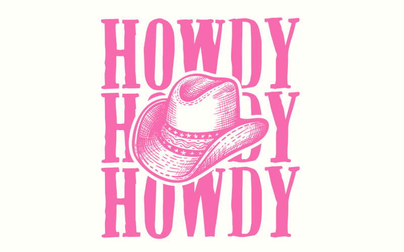 Western Cowgirl PNG, Howdy Southern Design, Pink Cowgirl Sublimation, Cowboy Hat Digital Download, Illustration