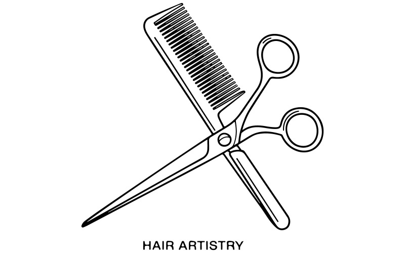 A line art logo of Hair artist Illustration